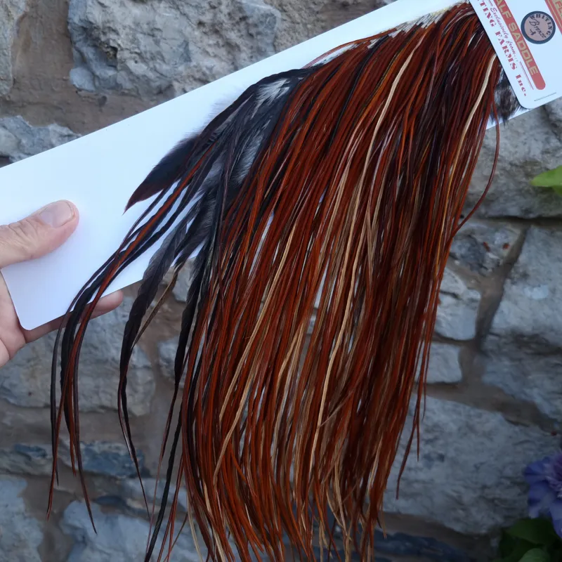 Whiting 1/2 BRONZE Grade Dry Fly Rooster Saddle in Brown-4